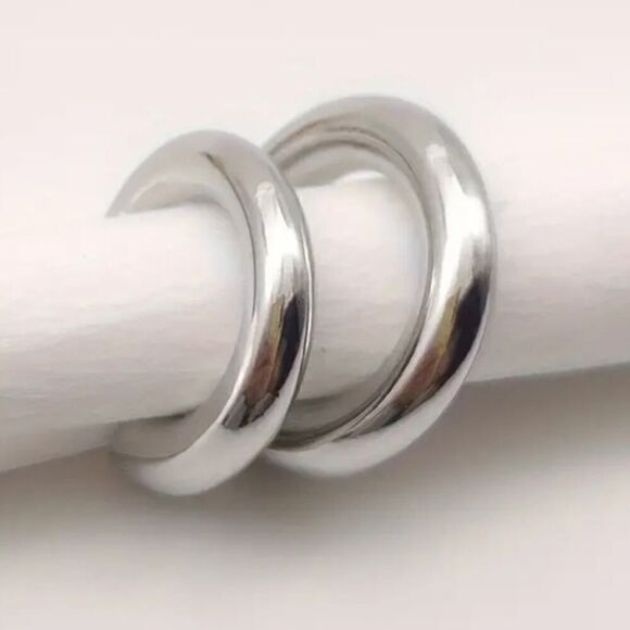 2 Pcs Unique Smooth C Shaped Clip On Earrings Zinc Alloy Jewelry - Picture 7 of 10